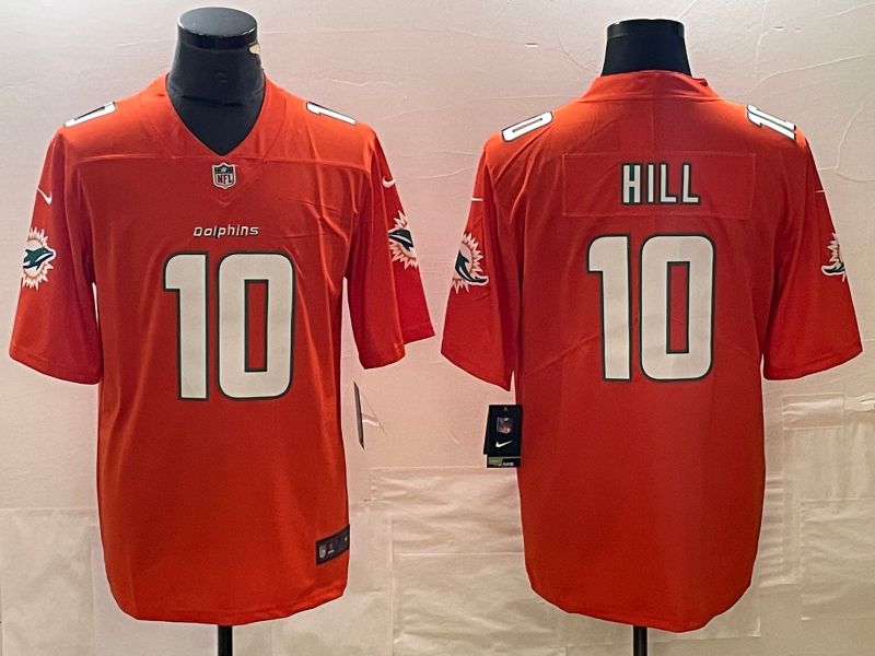 Men Miami Dolphins #10 Hill Orange 2023 Nike Vapor Limited NFL Jersey style 1->miami dolphins->NFL Jersey